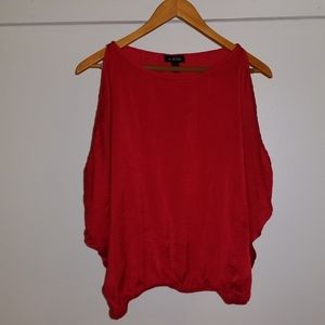Red Cold Shoulder Casual Blouse